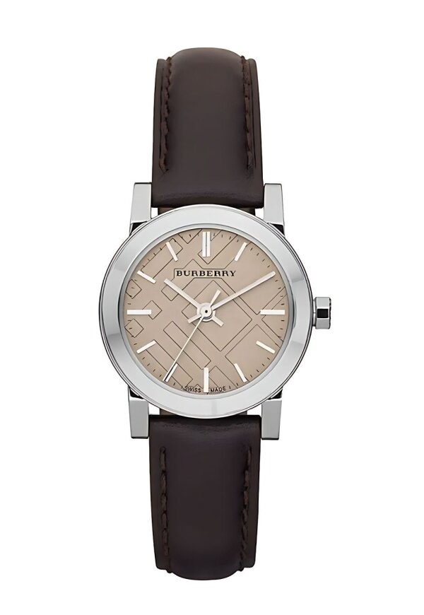 Burberry The City Nova Damenuhr silber dunkelbraun Lederarmband