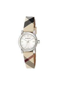 Burberry The City Damenuhr silber beige kariert