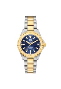 Tag Heuer Aquaracer Date Lady Damenuhr silber gold blau...