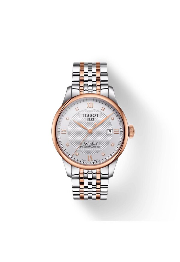Tissot Le Locle Powermatic 80 Herrenuhr silber roségold Edelstahl