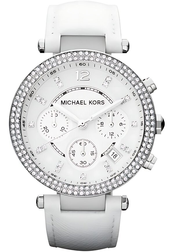Michael Kors Parker Lady Damenuhr Chronograph silber weiß