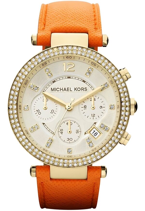 Michael Kors Parker Lady Damenuhr Chronograph gold orange