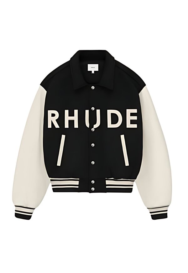 Rhude Collegejacke Damen Schwarz Beige RHFW24JA02016