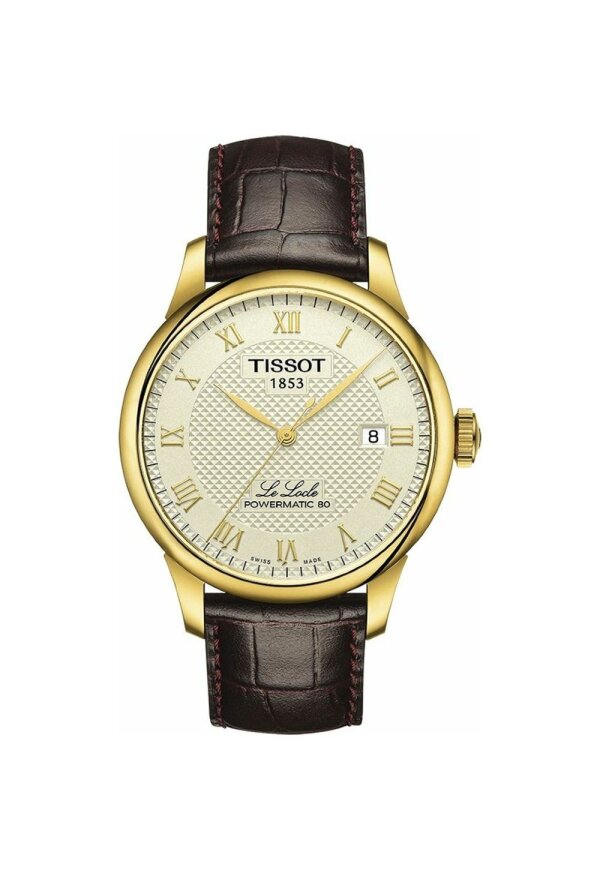 Tissot Le Locle Powermatic 80 Herrenuhr gold braun Lederarmband