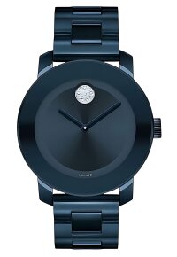 Movado Bold Damenuhr dunkelblau Edelstahl moderne...