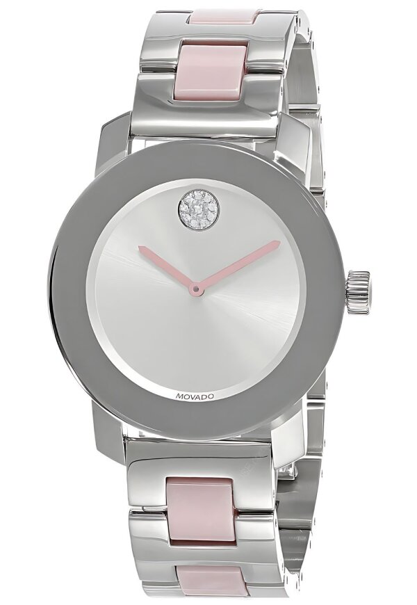 Movado Bold Damenuhr silber rosé Edelstahl