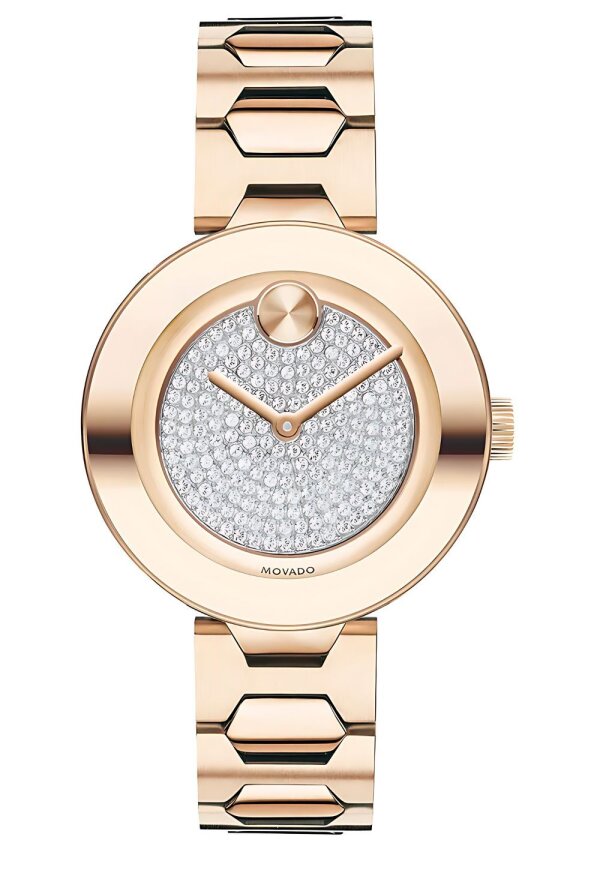 Movado Bold Damenuhr roségold Edelstahl elegante Designer Uhr