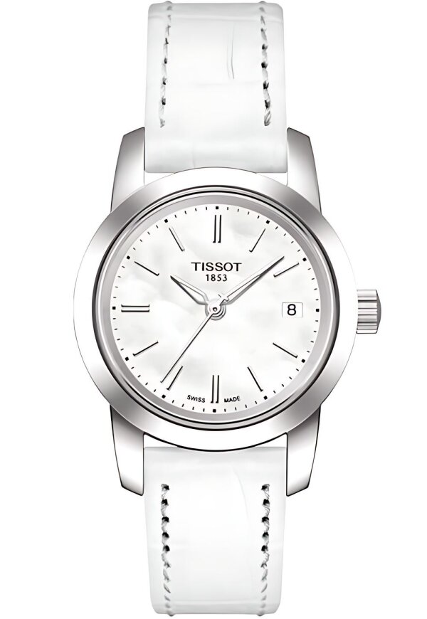 Tissot Classic Dream Lady Damenuhr silber weiß Lederarmband
