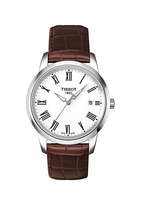 Tissot Classic Dream Herrenuhr silber braun Lederarmband