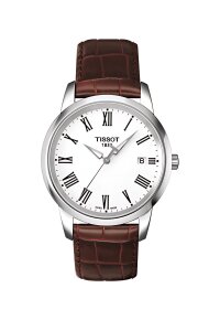 Tissot Classic Dream Herrenuhr silber braun Lederarmband