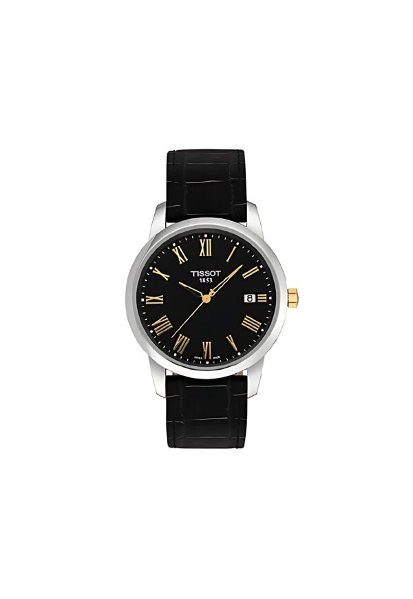 Tissot Classic Dream Herrenuhr silber schwarz Lederarmband