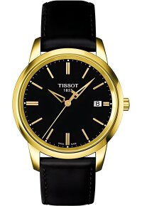 Tissot Classic Dream Herrenuhr schwarz gold Lederarmband