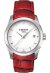 Tissot Couturier Lady Damenuhr silber rot Lederarmband