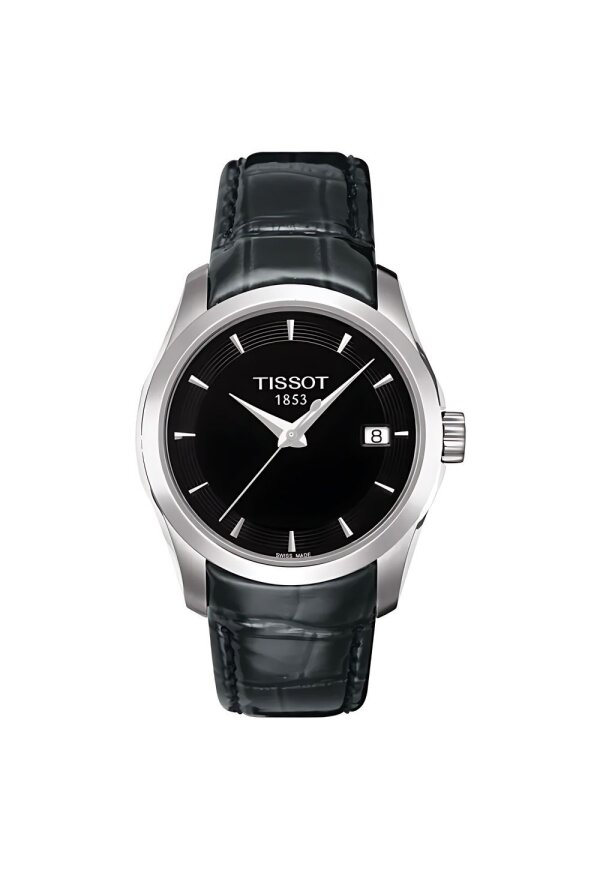 Tissot Couturier T-Classic Lady Damenuhr silber schwarz Lederarmband