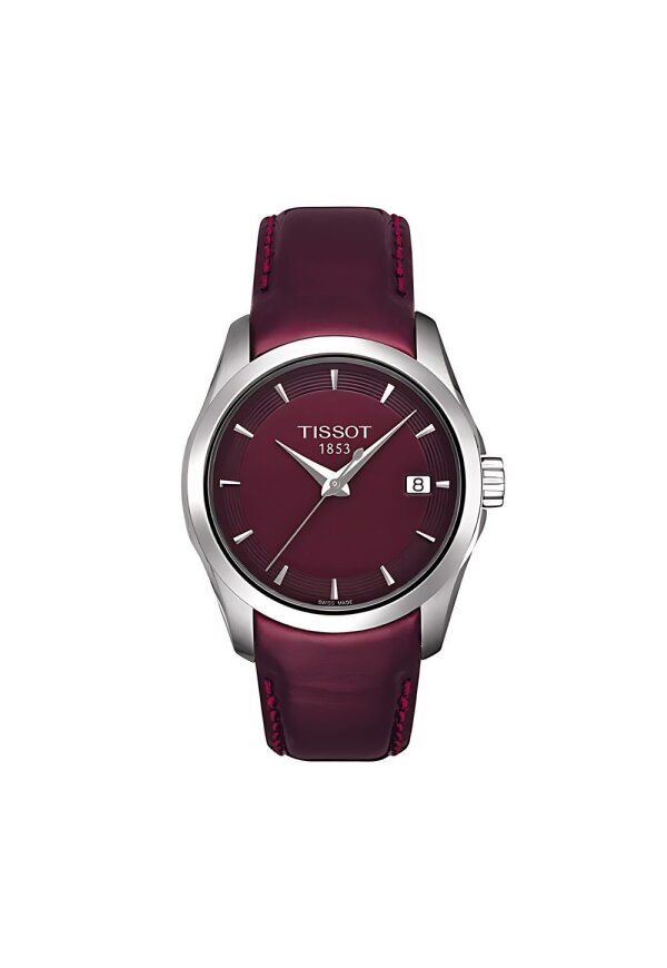 Tissot Couturier Lady Damenuhr silber bordeauxrot