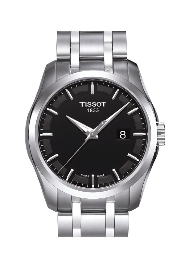 Tissot Couturier Herrenuhr silber schwarz Edelstahl