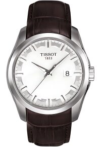 Tissot Couturier Herrenuhr silber braun Lederarmband