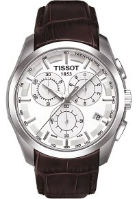 Tissot Couturier Herrenuhr silber braun Lederarmband