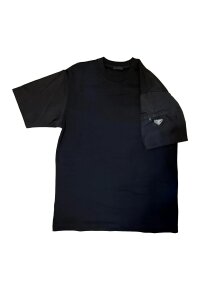 PRADA Stretch Cotton T-shirt With Nylon Details In Black