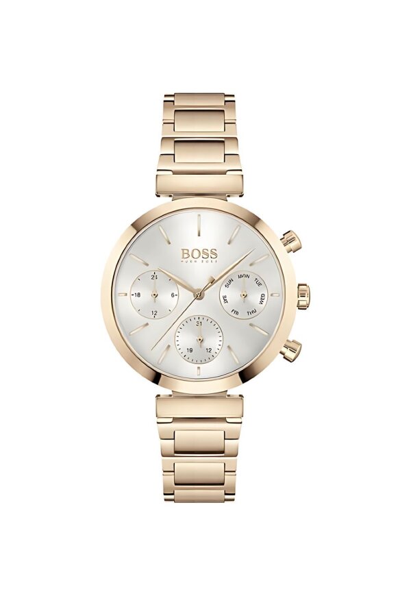 Hugo Boss Damenuhr Chronograph Edelstahl gold