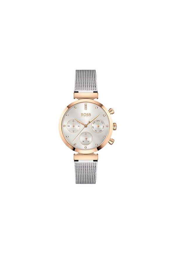 Hugo Boss Damenuhr Chronograph Edelstahl silber gold