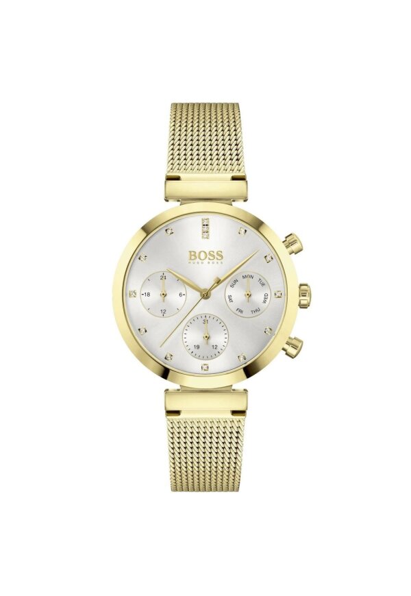 Hugo Boss Damenuhr Chronograph Edelstahl gold