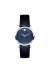 Movado Museum Damenuhr silber blau schwarz Lederarmband