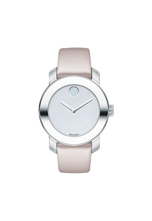 Movado Bold Damenuhr silber rosé Lederarmband