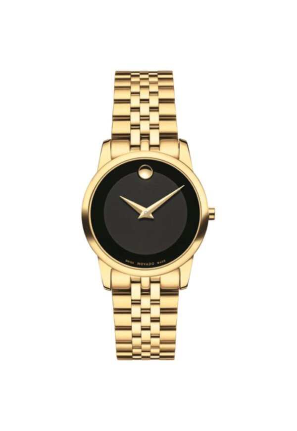 Movado Museum Damenuhr gold schwarz Edelstahl