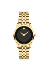 Movado Museum Damenuhr gold schwarz Edelstahl