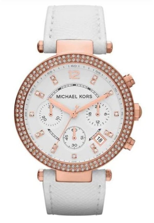 Michael Kors Parker Lady Damenuhr Chronograph roségold weiß