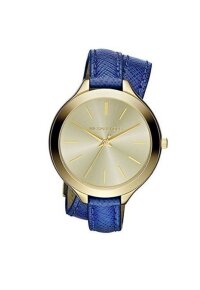 Michael Kors Slim Runway Lady Damenuhr gold blau...