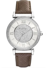 Michael Kors Caitlin Lady Damenuhr silber braun Lederarmband