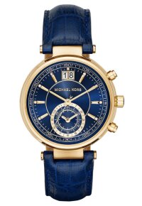 Michael Kors Sawyer Lady Damenuhr gold blau Lederarmband