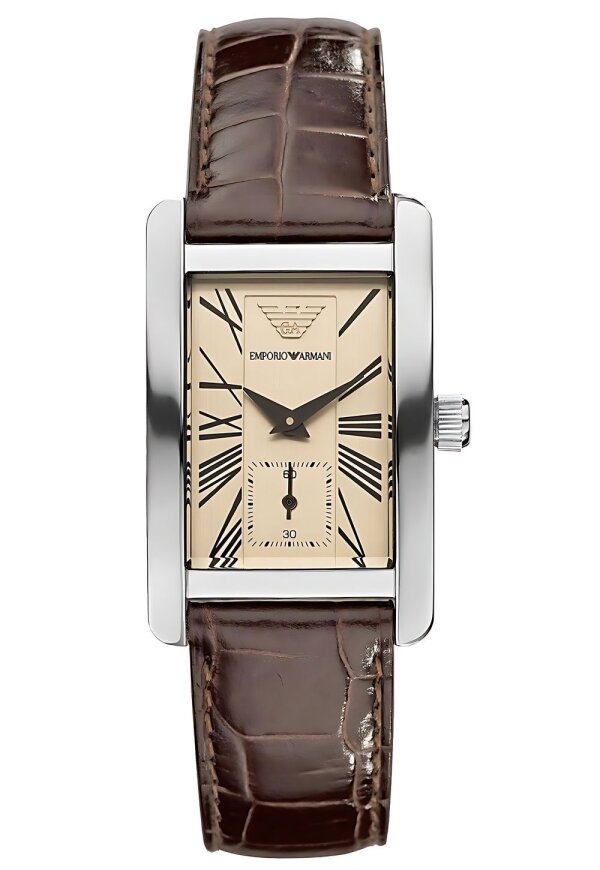 Emporio Armani Herrenuhr silber braun beige AR0154