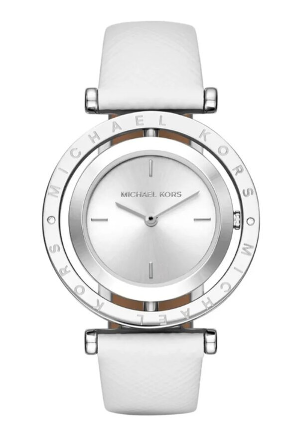 Michael Kors Averi Lady Damenuhr siber weiß Lederarmband
