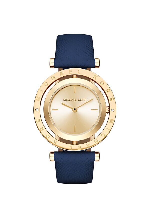 Michael Kors Averi Lady Damenuhr gold blau Lederarmband