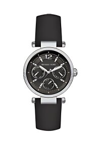 Michael Kors Laminated Black Leather Lady Damenuhr silber...