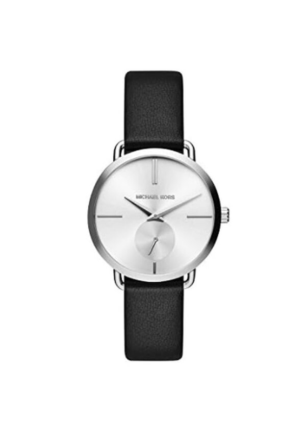 Michael Kors Portia Lady Damenuhr silber schwarz Lederarmband
