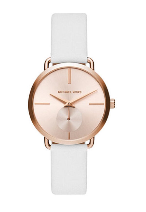 Michael Kors Portia Lady Damenuhr roségold weiß Lederarmband