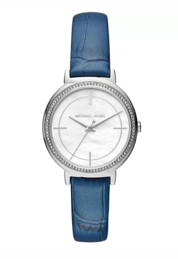 Michael Kors Cinthia Lady Damenuhr silber blau Lederarmband