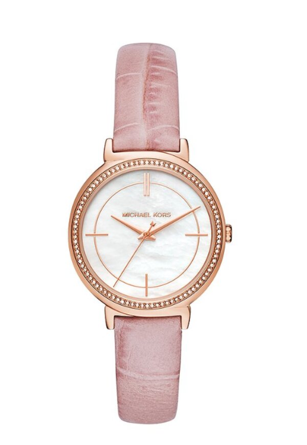 Michael Kors Cinthia Damenuhr roségold rosa Lederarmband