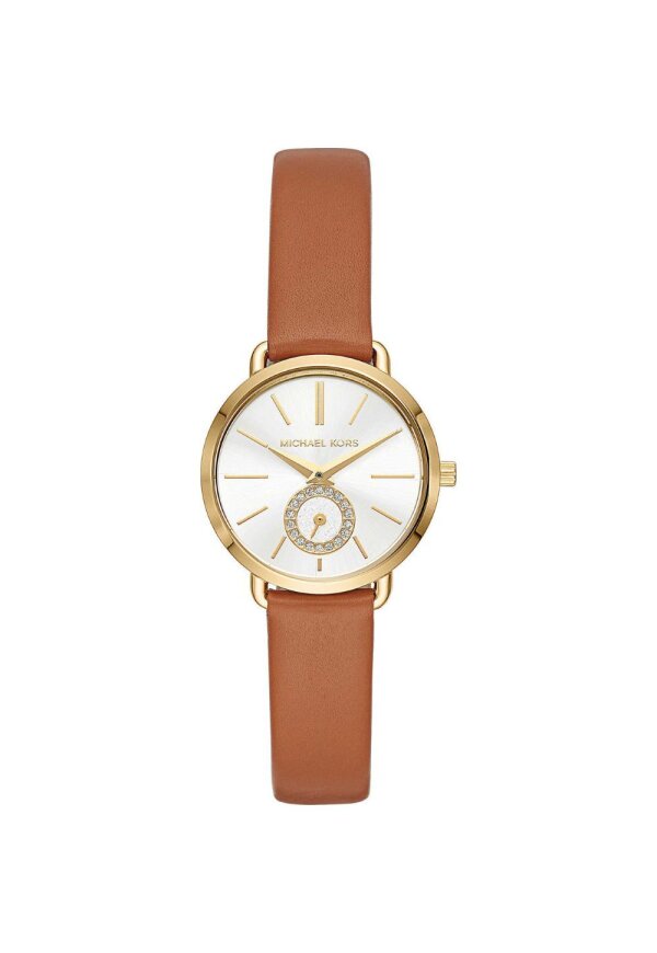 Michael Kors Portia Lady Damenuhr gold braun Lederarmband