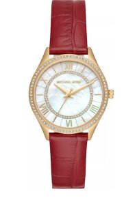 Michael Kors Lauryn Lady Damenuhr gold rot Lederarmband