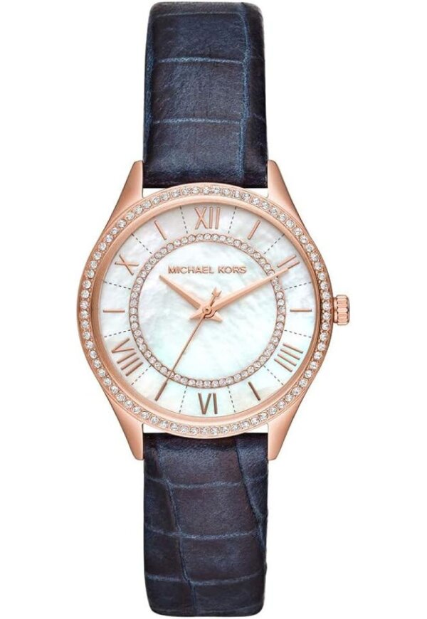 Michael Kors Lauryn Lady Damenuhr roségold blau Lederarmband