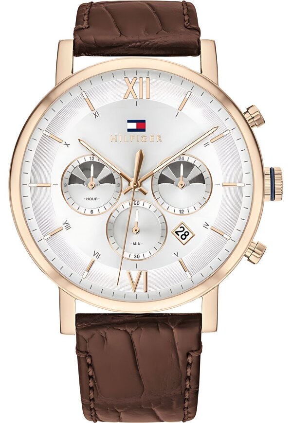 Tommy Hilfiger Evan Armbanduhr roségold braun Lederarmband