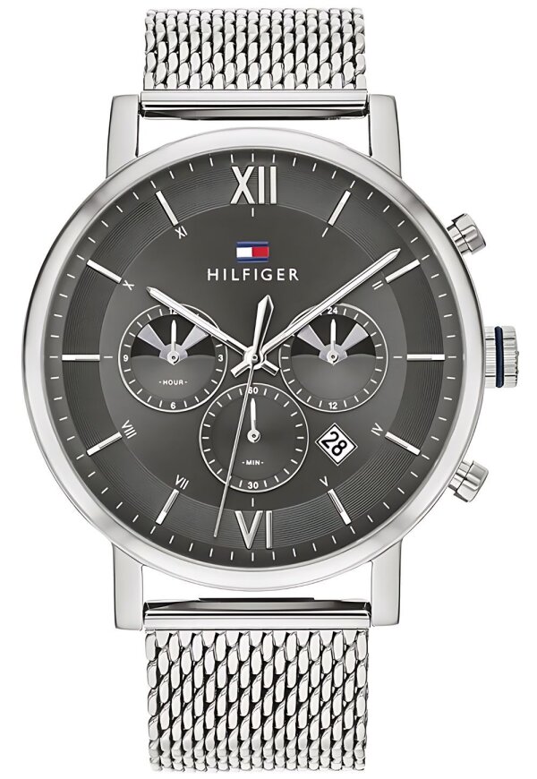 Tommy Hilfiger Evan Armbanduhr silber schwarz Edelstahl