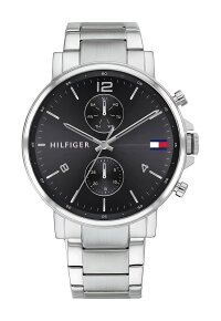 Tommy Hilfiger Daniel Armbanduhr silber schwarz Edelstahl