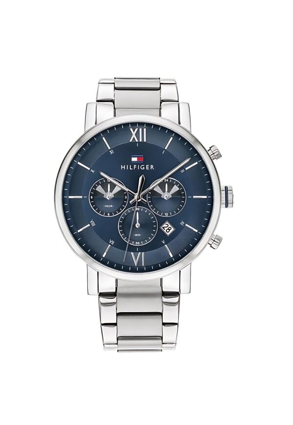 Tommy Hilfiger Evan Armbanduhr silber blau Edelstahl