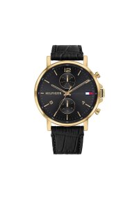 Tommy Hilfiger Daniel Armbanduhr gold schwarz Lederarmband